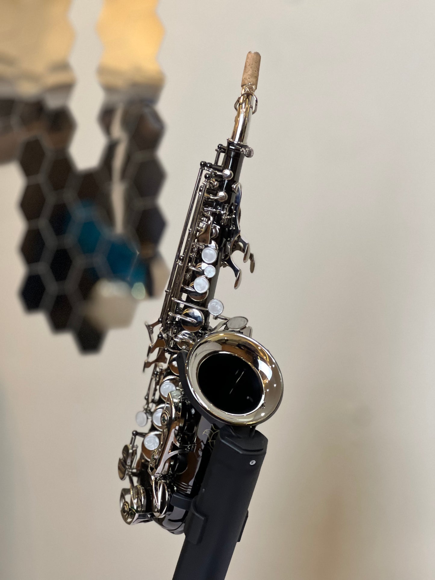 Rookie by SCP Curve Soprano Saxophone - Black Silver Finish