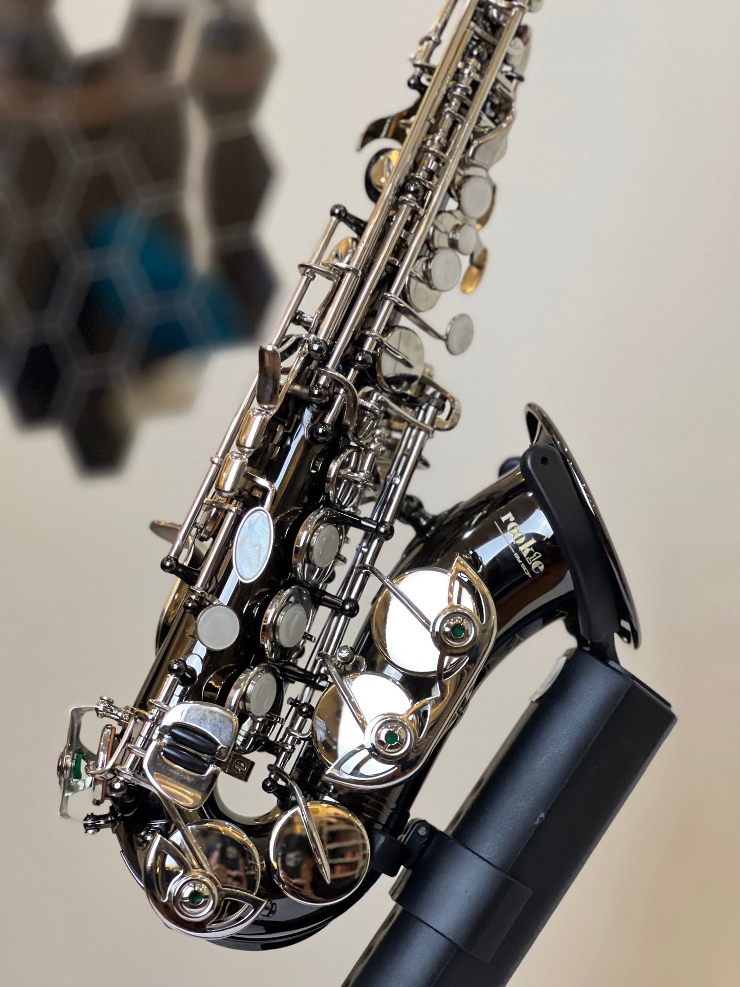 Rookie by SCP Curve Soprano Saxophone - Black Silver Finish