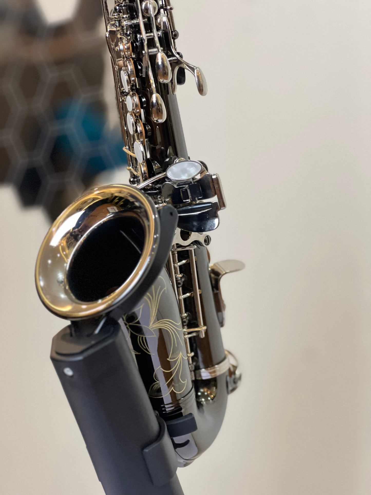 Rookie by SCP Curve Soprano Saxophone - Black Silver Finish