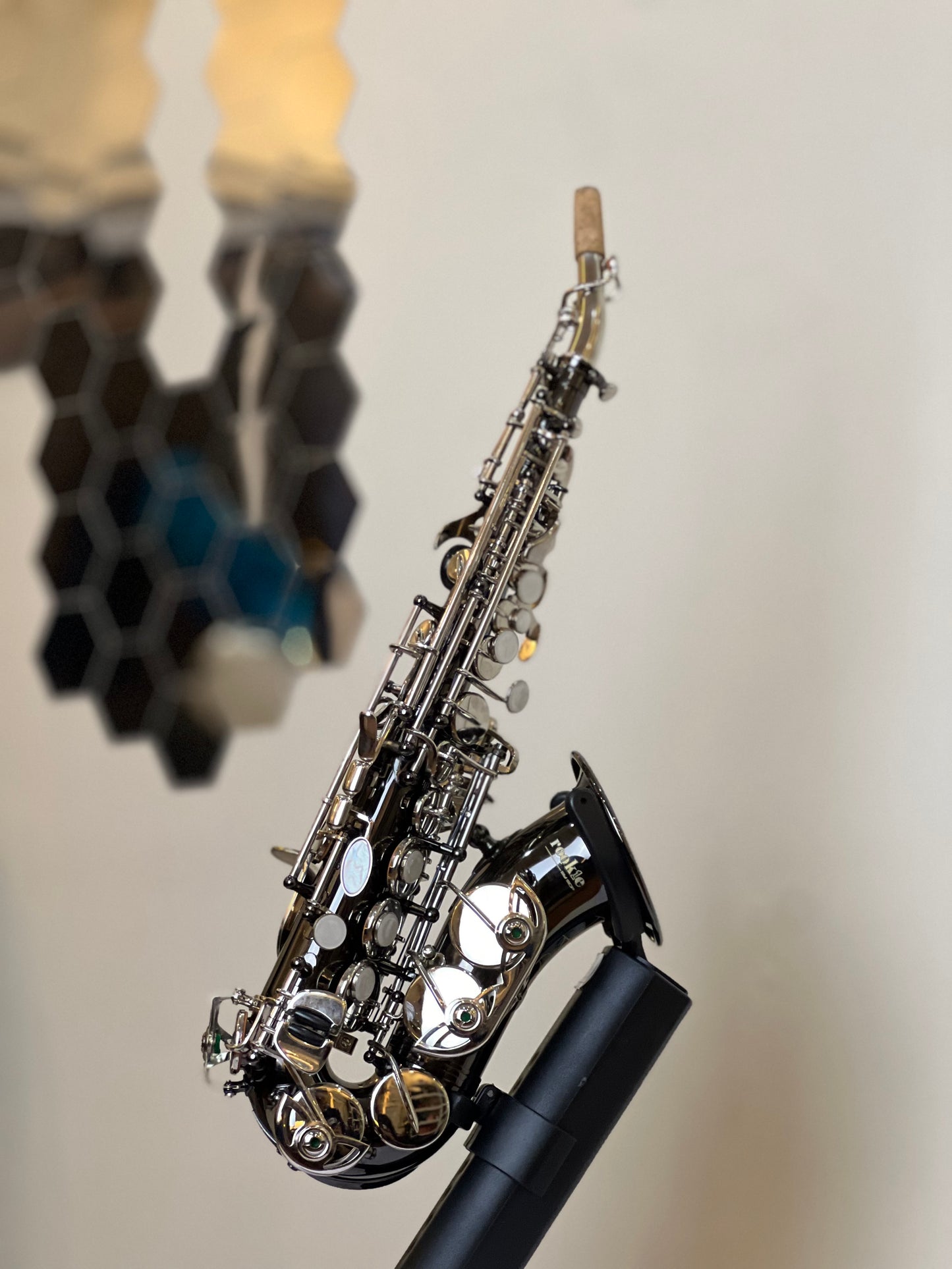 Rookie by SCP Curve Soprano Saxophone - Black Silver Finish